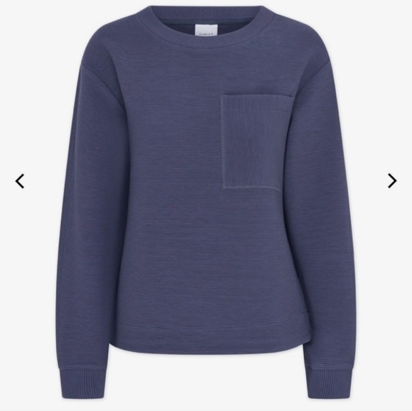 Varley Hewitt Ribbed Ottoman Knit Crewneck Sweatshirt in Slate Blue/Gray Medium - Picture 7 of 16